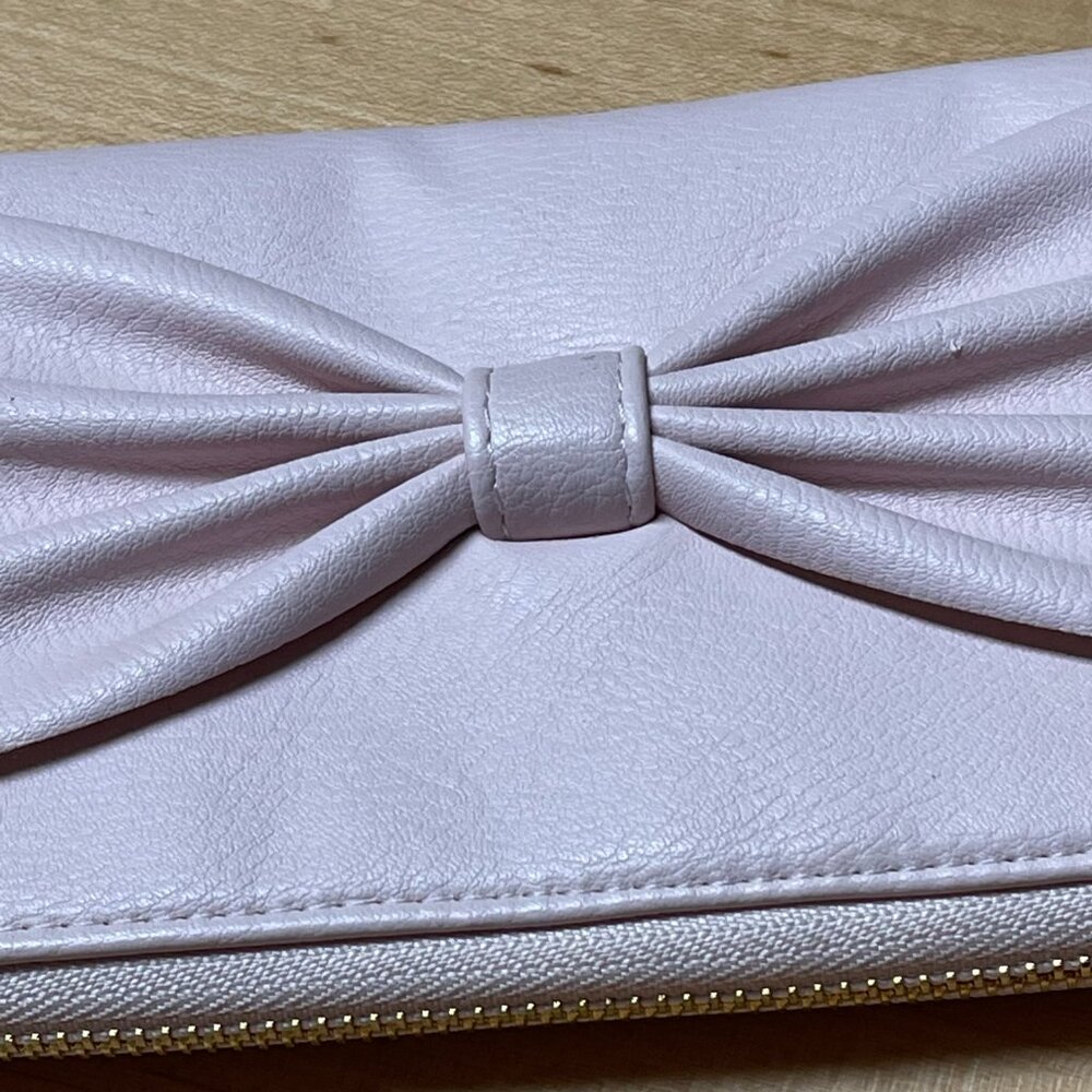 Pink Bow Leatherette Wristlet Purse No Brand EUC - Picture 3 of 7